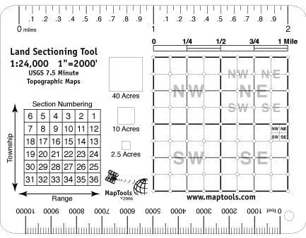Land Sectioning Tool For 1:24,000 Scale Maps (Used - Like New) 1