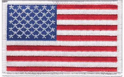 United States Flag: An Embroidered Iron-On Patch (White Border, Two-Pack) 1