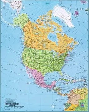 North America Political Wall Map Gloss Laminated [Map] Gabelli 1