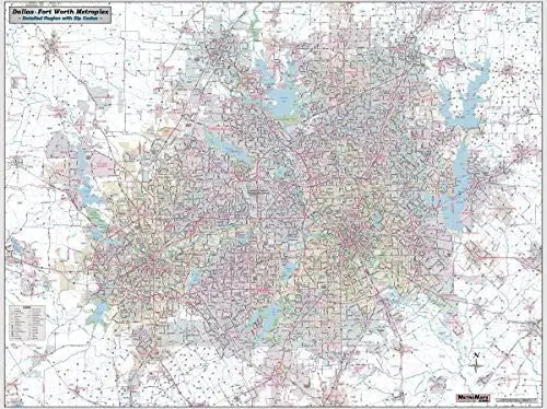 Dallas - Fort Worth Metroplex Detailed Regional Wall Map W/Zip Codes *Laminated* Jumbo 64"×48" [Map] Metro Maps And Shane Murphy 1