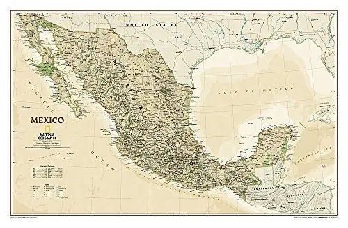 Mexico Executive Political Reference Wall Map Dry Erase Laminated 1