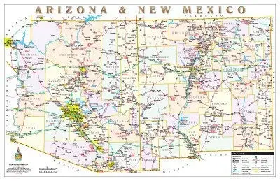 Arizona & New Mexico Political Highways Wall Map Gloss Ready-To-Hang [Map] Phoenix Mapping Service And Doug Minnis 1
