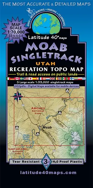 Moab Singletrack Recreation Topo Map (Utah Trail & Road Access On Public Lands) 1