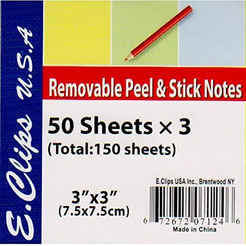 Removeable Peel & Stick Notes 50 Sheets ×3 (Total: 150 Sheets) 1