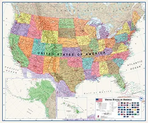 Political Lightsea United States Of America Jumbo Dry Erase Laminated [Wall Chart] Maps International 1