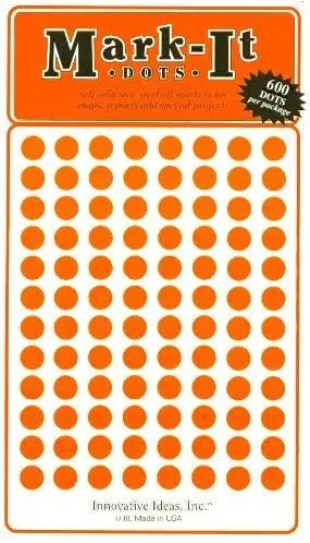 Map Dot Stickers - 1/4" Diameter - Orange 1