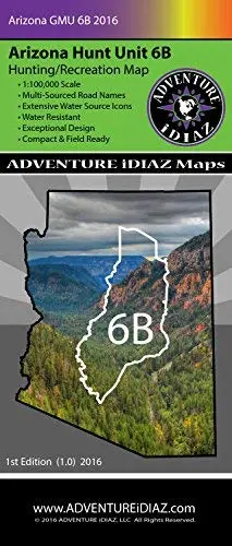 Arizona Hunt Unit 06B Map - Exceptional Design And Readability - 1:100,000 Scale & Water Resistant - Multi-Sourced Road Names - Extensive Water Source Icons - Compact & Field Ready! 1