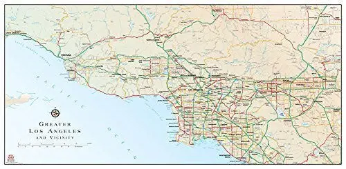 Greater Los Angeles And Vicinity Ready-To-Hang Gloss Ready-To-Hang Wall Map 1