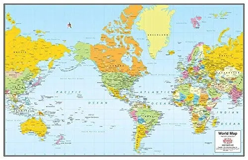 Colorful Political Mercator Projection World Desktop Map Paper/Non-Laminated [Map] Phoenix Mapping Service 1