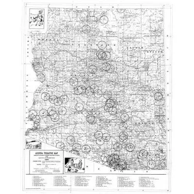 Arizona Treasure Map: Legendary Mines And Hidden Treasures Of Arizona With Ghost Towns And Settlements Ruins Paper/Non-Laminated 1