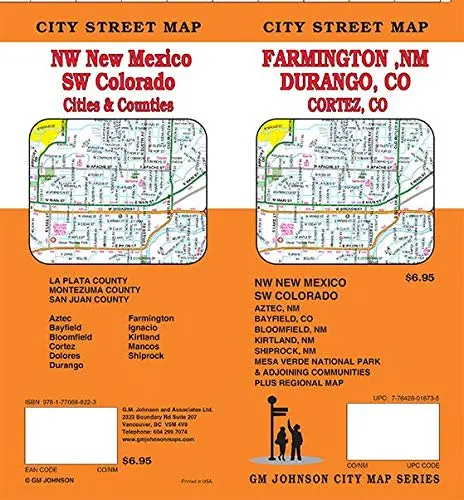 Farmington Nm / Durango & Cortez Co / Aztez & Bloomfield Nm, New Mexico/Colorado Street Map [Map] Gm Johnson 1