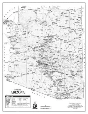 State Of Arizona Greyscale Notebook Map Gloss Laminated - 10 Count [Map] Phoenix Mapping Service 1