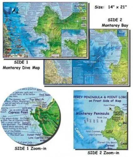 Franko Maps Monterey Bay Map For Scuba Divers And Snorkele 1