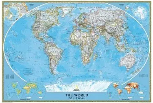 World Classic Political Full-Size Wall Map (Dry Erase Ready-To-Hang) 1