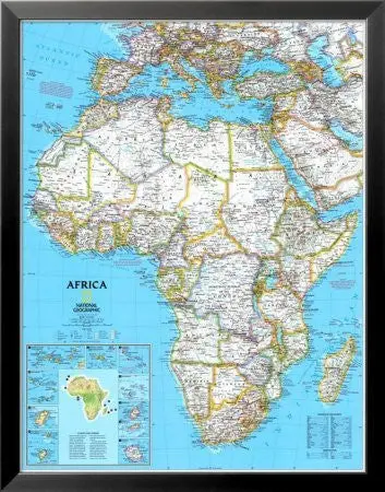 Africa Political Map Framed Art Poster Print, 25X32 1