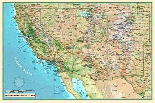 Southwestern United States Full-Size Wall Map 1