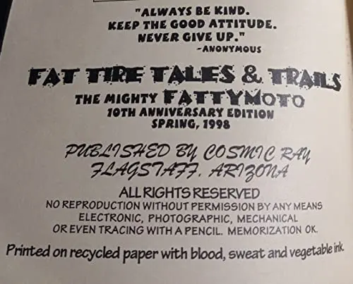 Fat Tire Tales And Trails [Paperback] Cosmic Ray 1