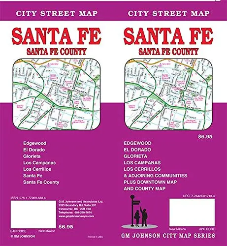 Santa Fe & Santa Fe County New Mexico Street Map [Map] Gm Johnson 1