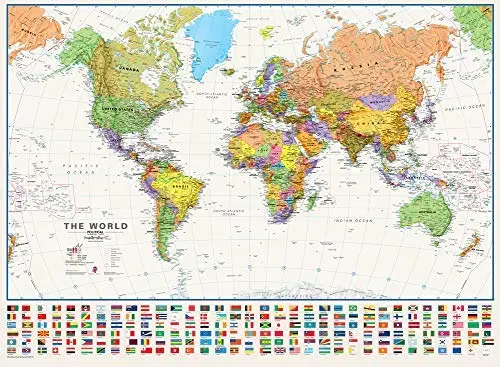 Political Lightsea World Dry Erase Ready-To-Hang [Map] Maps International 1