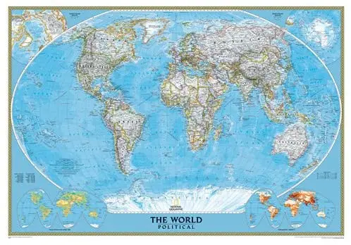 World Classic Political Full-Size Wall Map (Satin Ready-To-Hang) 1