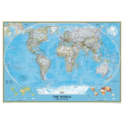 World Classic Political Full-Size Wall Map (Dry Erase Premium Mounted) 1