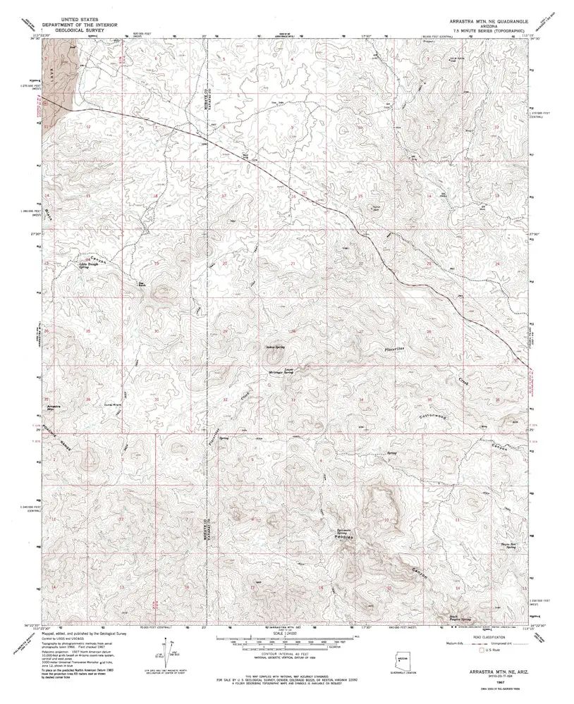 Arrastra Mtn Ne, Azê7.5' 1967 [Map] United States Geological Survey 1
