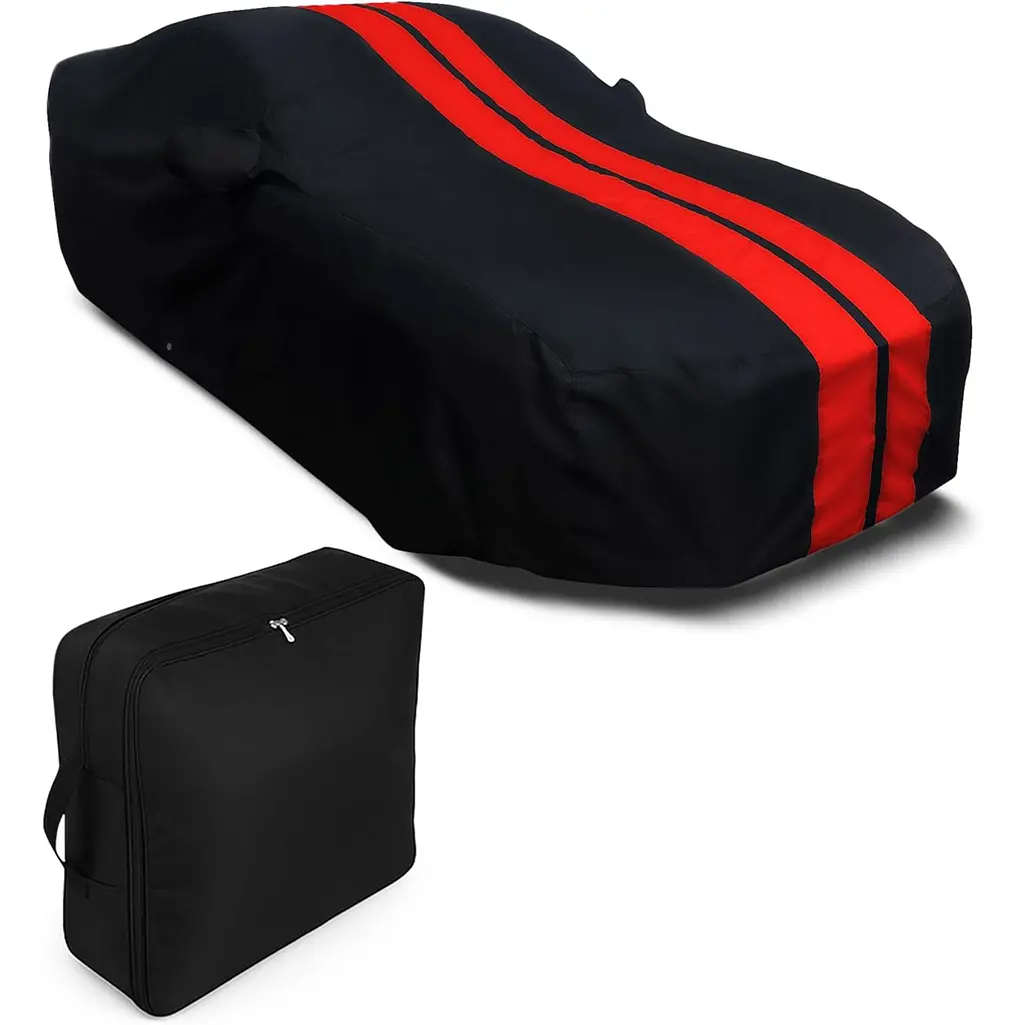 Camaro Ultraguard Car Cover - Indoor-Outdoor Protection : Black W/ Red Stripes 1