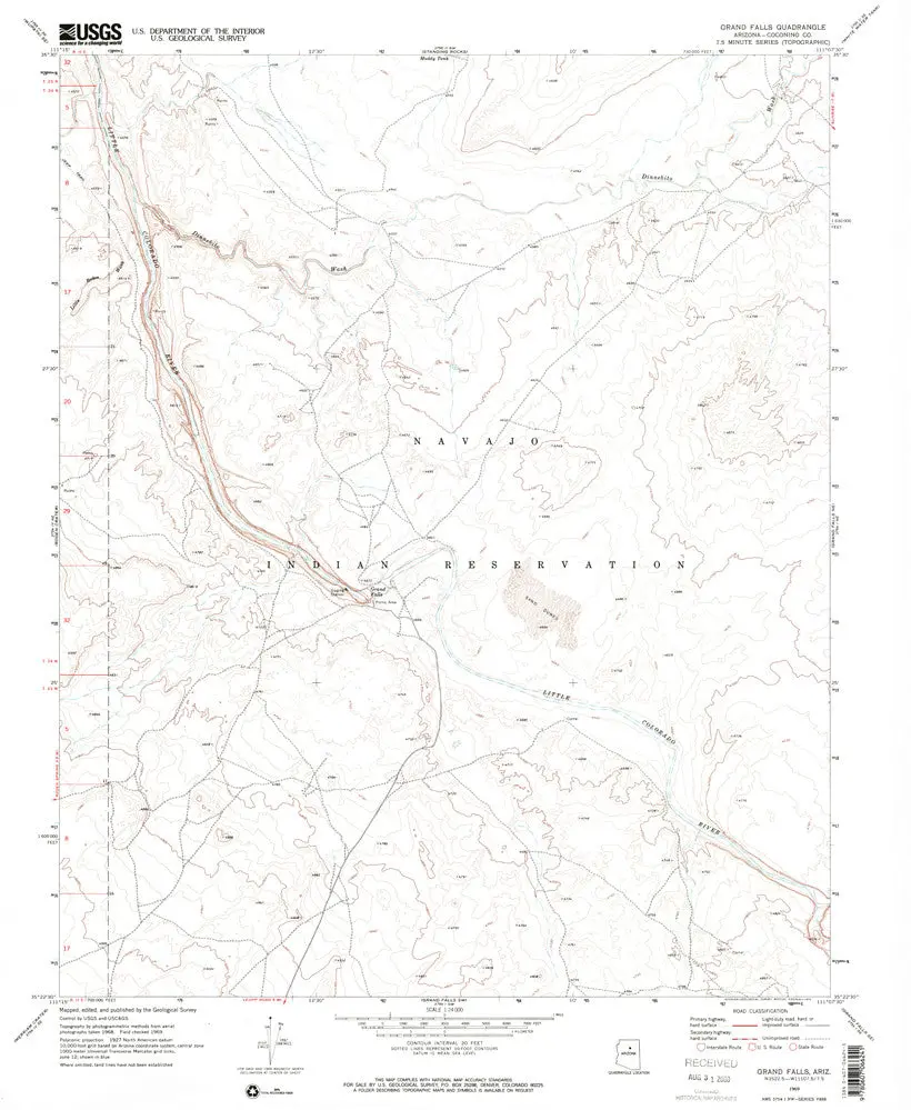 Grand Falls, Arizona [Map] United Stated Geological Survey 1