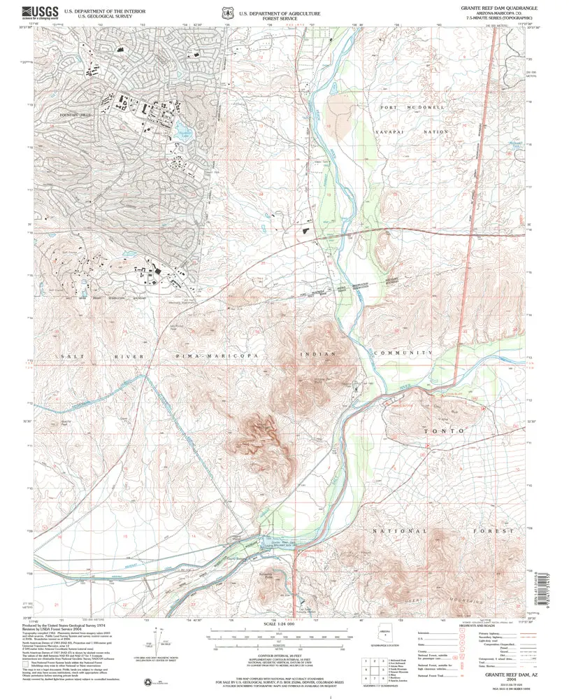 Granite Reef Dam, Arizona 2004 (7.5'×7.5' Topographic Quadrangle) [Map] United States Geological Survey 1