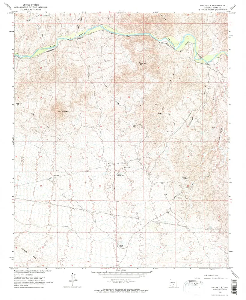 Grayback 7.5' Az 1964 Map United States Geological Survey 1