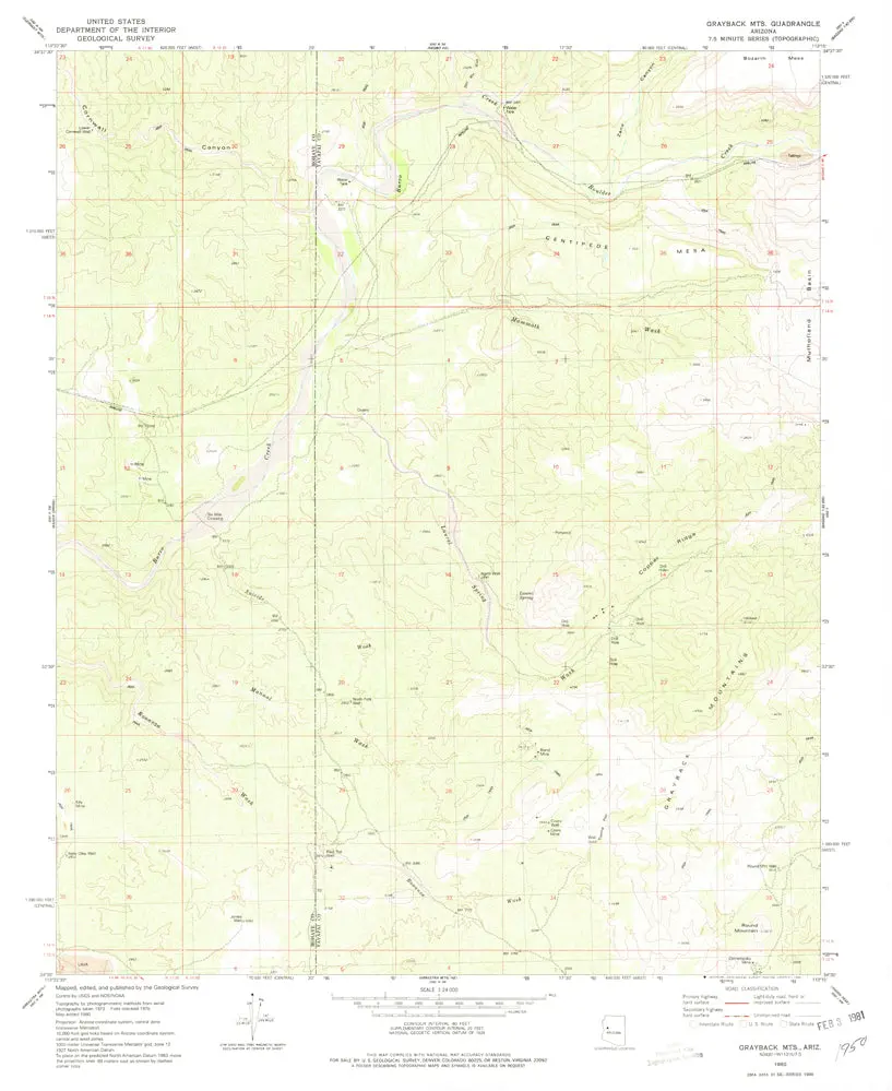 Grayback Mts, Az 7.5' 1980 [Map] United States Geological Survey 1
