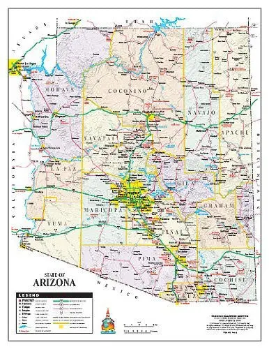State Of Arizona Color Notebook Map Gloss Laminated - 10 Count [Map] Phoenix Mapping Service 1
