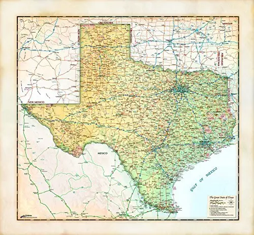 Ivory-Style The Great State Of Texas Wall Map Dry Erase Laminated [Map] William Tipton And Olga Tipton 1