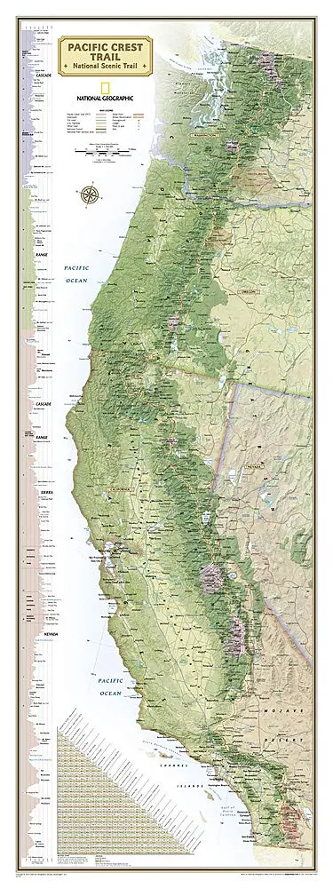 National Geographic Pacific Crest Trail Wall Map Wall Map - Laminated (18 X 48 In) (National Geographic Reference Map) [Map] National Geographic Maps - Reference 1