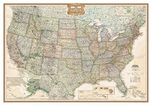 United States Executive Political Map, Enlarged 69 X 48In & Ready-To-Hang 1