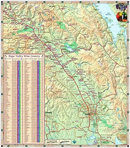 Napa Valley Ca Wall Map With Wineries *Laminated* 36"×41" [Map] Compart Maps 1