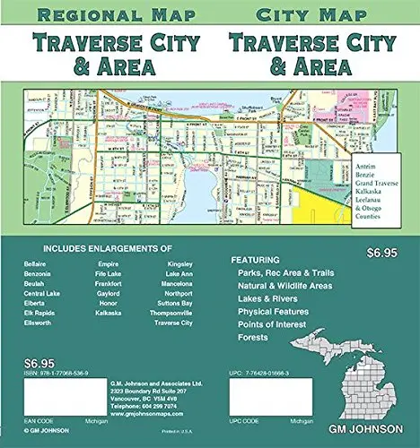 Traverse City / Gaylord / Crystal Lake, Michigan Street Map Gm Johnson 1