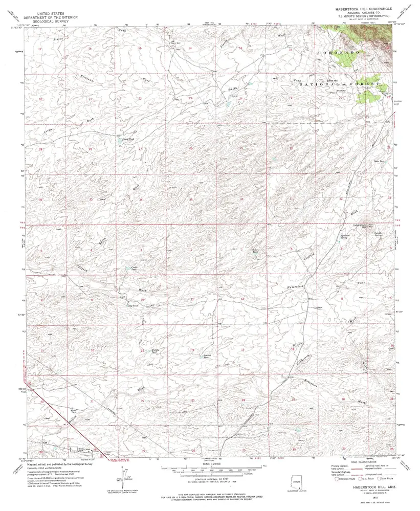 Haberstock Hill 7.5' Arizona 1973 [Map] United Stated Geological Survey 1