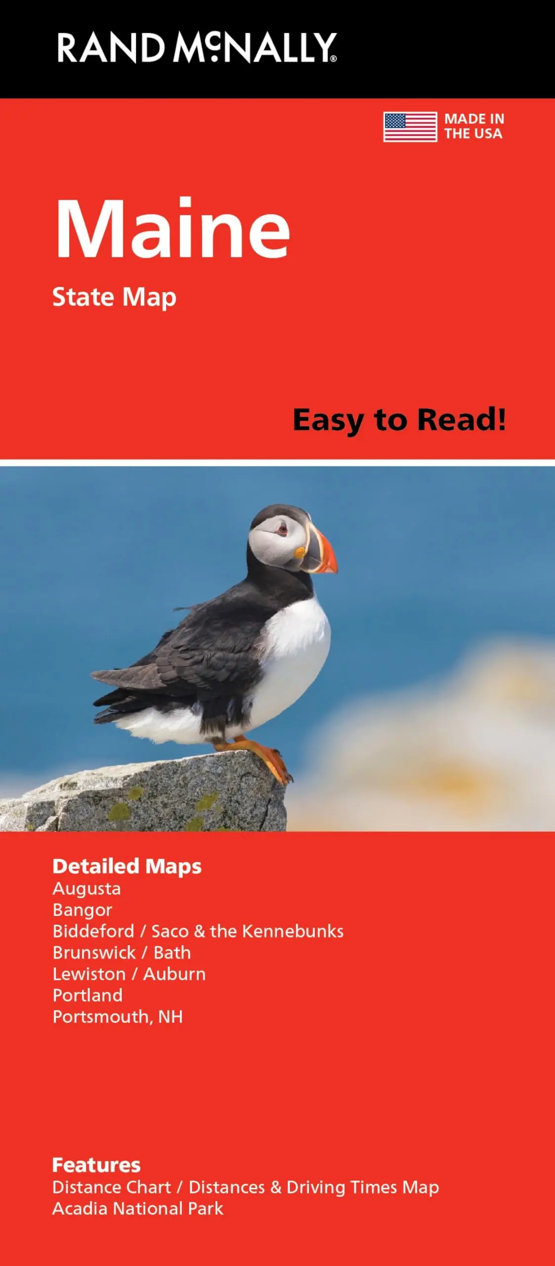 Easy To Read! Maine State Map 1