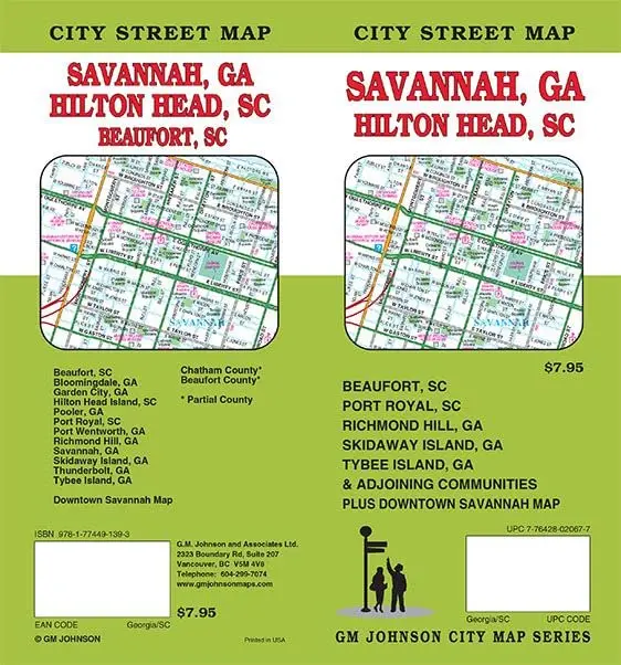 Savannah, Georgia / Hilton Head Sc / Beaufort Sc Street Map Gm Johnson 1