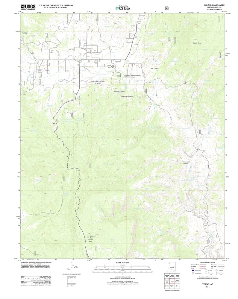 Young, Arizona 2011 (Us Topo 7.5'×7.5' Topographic Quadrangle) [Map] United States Geological Survey 1