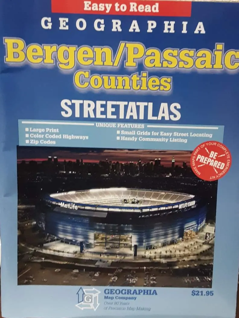 Easy To Read Geographia Bergen/Passaic Counties 2016 [Staple Bound] Staff 1
