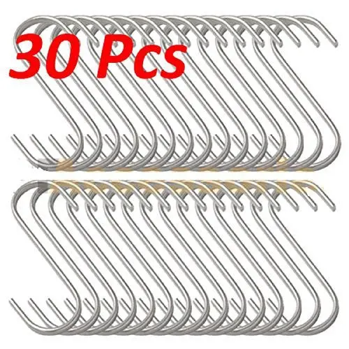 30 Pcs 5 Inch Metal S Shape Type Hooks Wall Hangers Steel For Kitchen Metal Clasp Cup Color Silver Brand New 1