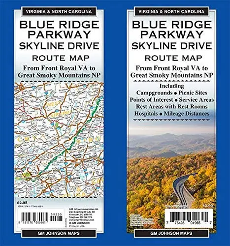 Blue Ridge Parkway Laminated Route Map - Skyline Drive North Carolina And Virginia Route [Map] Staff 1