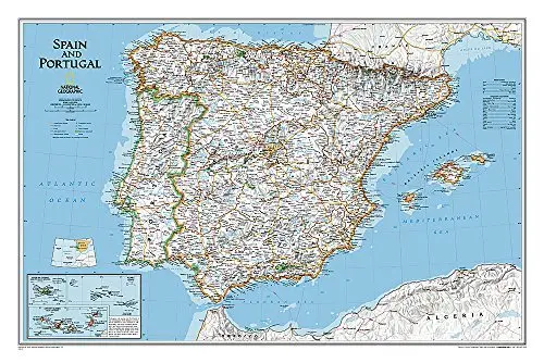 Spain And Portugal Classic Political Wall Map - Gloss Laminated (33 × 22 Inches Reference Map) 1