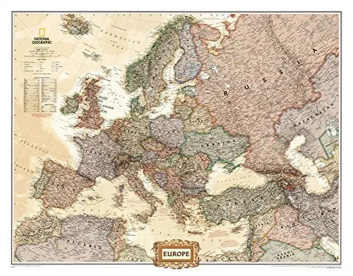 Europe Political Map, Executive Style Reference Wall Map, Standard 31×24-Inch, Paper/Non-Laminated 1