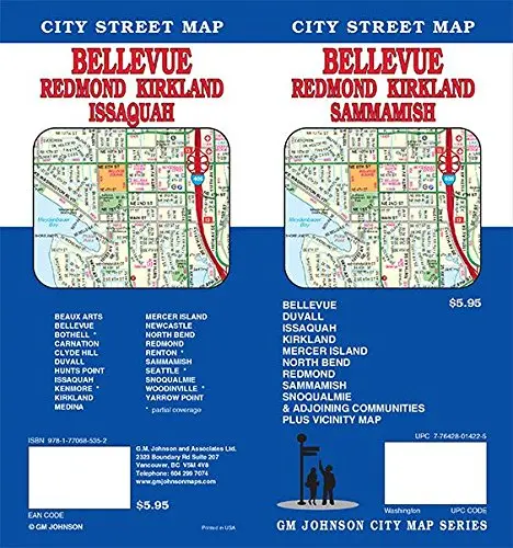Bellevue / Redmond / Kirkland / Sammamish, Washington Street Map Gm Johnson 1