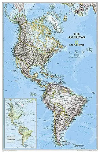 The Americas Classic Political Wall Map - (23.75 × 36.5 Inch Laminated Reference Map) 1
