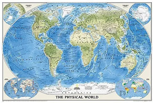 National Geographic World Physical Wall Map - Laminated (Enlarged: 69.25 X 46.25 In) (National Geographic Reference Map) [Map] National Geographic Maps - Reference 1