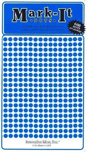 Innovative Ideas Small 1/8" Removable Mark-It Brand Dots For Maps, Reports Or Projects - Blue 1